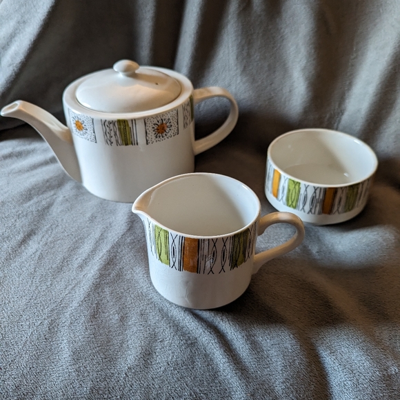 Midwinter Sienna Cream Sugar Set no Lid Teapot England Kathy Winkle - Picture 3 of 10